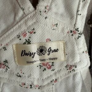 Daisy Grae Floral White Dress Shorts Overalls